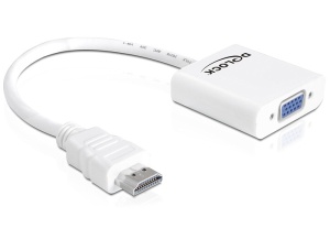 DeLOCK Adapter HDMI-A male > VGA female - Video adaptér - HDMI (M) do HD-15 (VGA) (F) - bílá 65346
