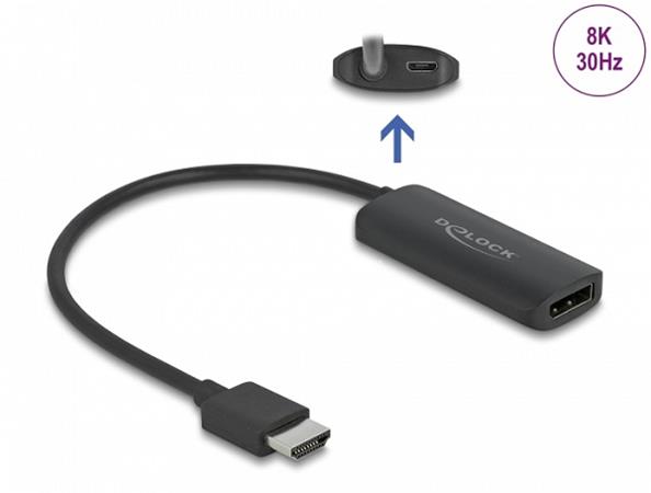 Delock Adaptér HDMI-A samec > DisplayPort samice 8K 64213