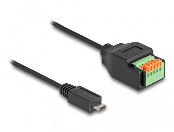 Delock Adaptér kabelu ze zástrčkového konektoru USB 2.0 Typu Micro-B (samec) na svorkovnici, s tlačítkem, 15 cm 66251