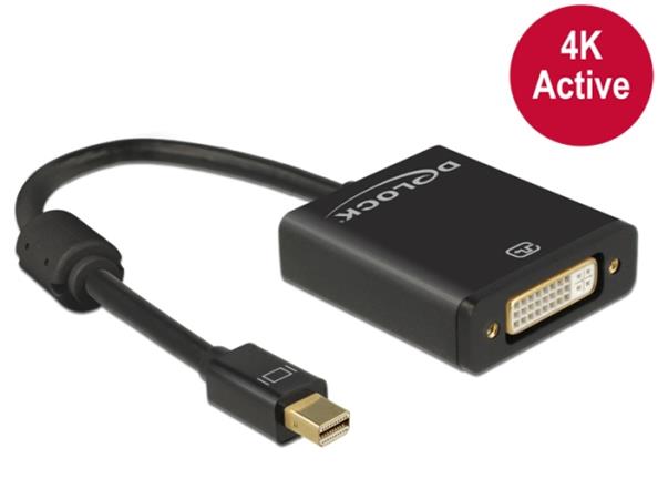 Delock adaptér mini Displayport 1.2 samec > DVI samice 4K aktivní černý 62603