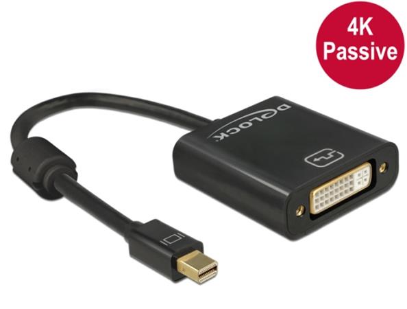 Delock Adaptér mini Displayport 1.2 samec > DVI samice 4K pasivní černý 62605
