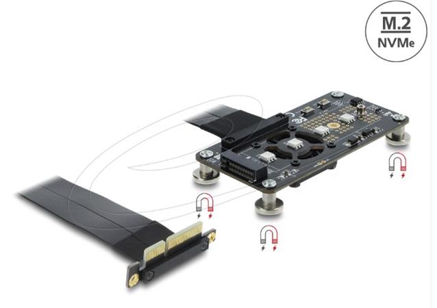 Delock Adaptér PCI Express 3.0 x4 na M.2 Key M s ventilátorem a kabelem, 10 cm 64357