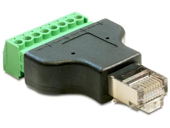 Delock Adaptér RJ45 samec > svorkovnice 8 pinů 2-části 65389