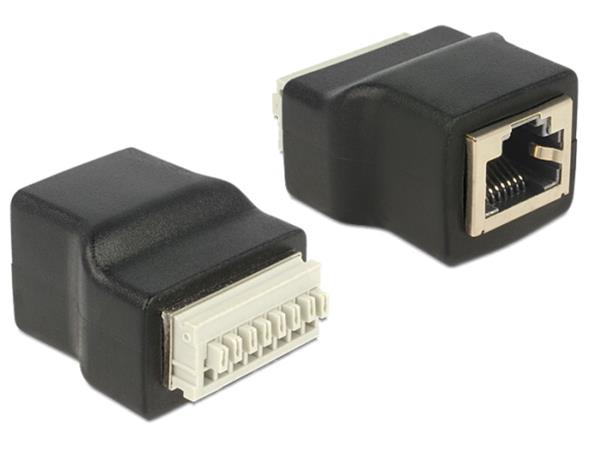 Delock adaptér RJ45 samice > Terminal Block 8 pin s tlačítkem 65527