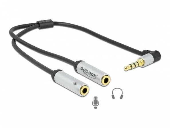 Delock Adaptér sluchátek z 1x3,5 mm 4pinového stereofonního zástrčkového konektoru na 2x3,5mm 3pinový stereofonní 66437