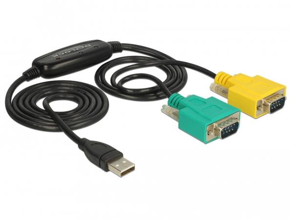 Delock Adaptér USB 2.0 Typ-A > 2 x Sériový DB9 RS-232 63466