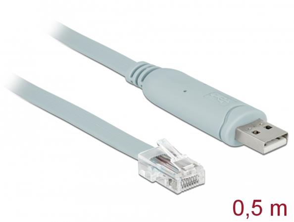 Delock Adapter USB 2.0 Type-A male > 1 x Serial RS-232 RJ45 male 0.5 m grey 63920