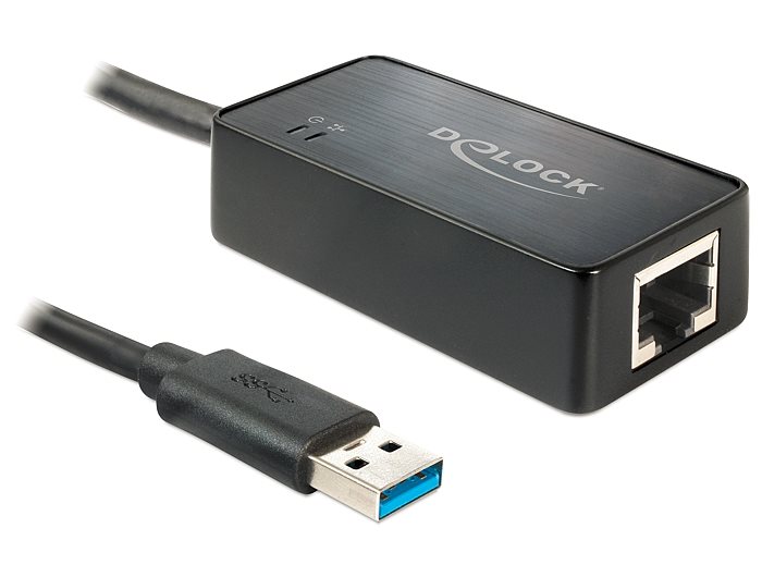 DeLock Adapter USB 3.0 > Gigabit LAN 10/100/1000 Mb/s - Sí?ový adaptér - USB 3.0 - Gigabit Ethernet 62121