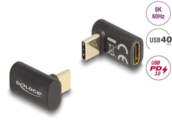 Delock Adaptér USB 40 Gbps USB Type-C™ PD 3.0 100 W samec na samice pravoúhlý 8K 60 Hz 60056