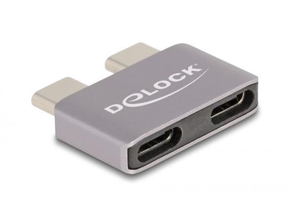Delock Adaptér USB 40 Gbps USB Type-C™ ze 2 x zástrčkových portů na 2 x zásuvkové, k ochraně portů, kovový 60055