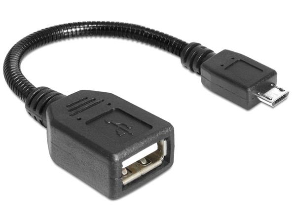 Delock Adapter USB micro-B samec > USB 2.0-A samice OTG 18cm flexibilní husí krk 83293