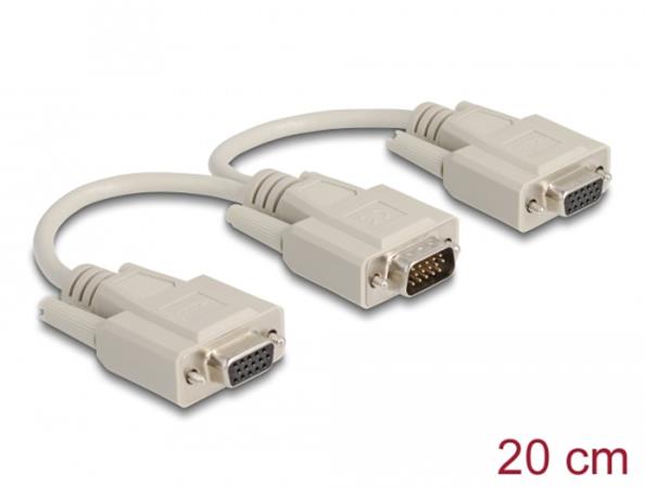 Delock Adapter VGA male > 2 x VGA female 20 cm 65328
