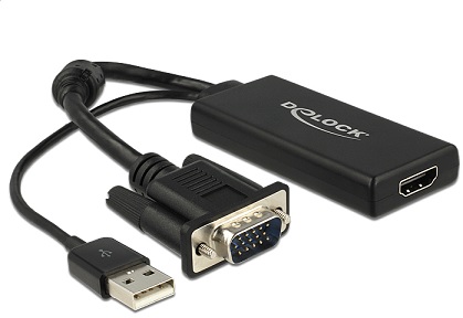 Delock adaptér VGA na HDMI s audio černý 62668