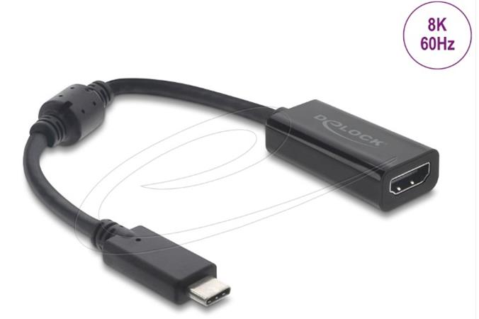 Delock Adaptér z rozhraní USB Type-C™ na HDMI (režim DP Alt) 8K 60 Hz s HDR a HDCP černá 61085