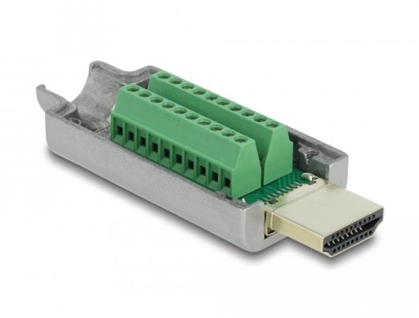 Delock Adaptér ze zástrčkového konektoru HDMI-A na svorkovnici, s kovovým krytem 65201