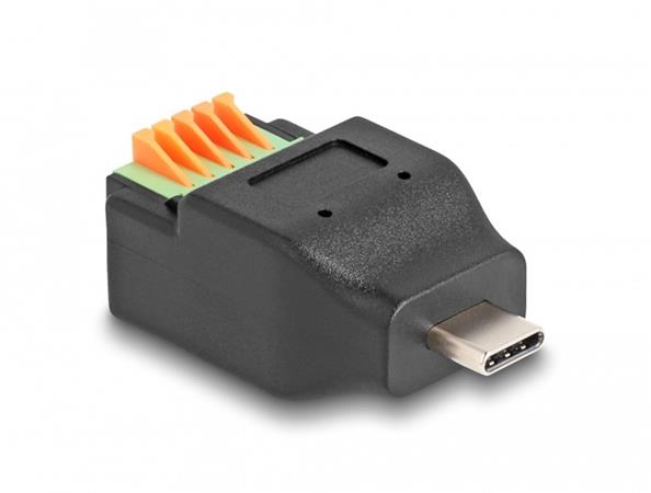 Delock Adaptér ze zástrčkového konektoru USB Type-C™ 2.0 na svorkovnici, s tlačítkem 66456