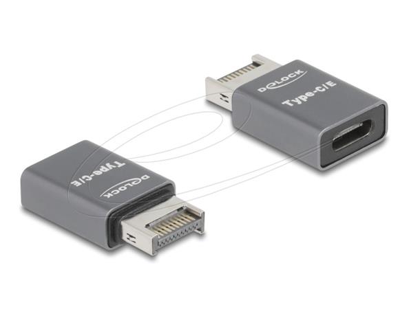 Delock Adaptér ze zástrčky USB 10 Gbps Type-E klíč A na zásuvku USB Type-C™, kovový 67234