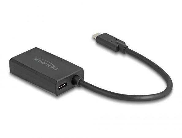 Delock Adaptér ze zásuvku DisplayPort na zástrčky USB Type-C™ (DP Alt Mode), 4K, s PD o výkonu 85 W 61059
