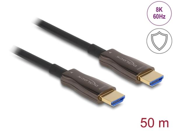 Delock Aktivní optický kabel HDMI s kovovým pancéřováním, 8K 60 Hz, 50 m 86034