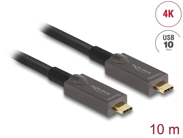 Delock Aktivní optický kabel USB-C™ 4K Video + Data + PD, délka 10 m 84150