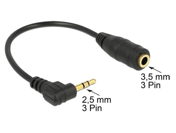 DeLOCK - Audio adaptér - stereo mikro jack (M) do stereo mini jack (F) - 14 cm - černá - úhlový kon