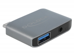 Delock Audio adaptér USB Type-C™ samec - Stereo Jack samice 3,5 mm + USB 3.0 A samice 63965 65684
