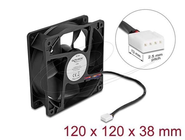 Delock Axiální ventilátor: 12 V DC, 120 x 120 x 38 mm, černý 67298