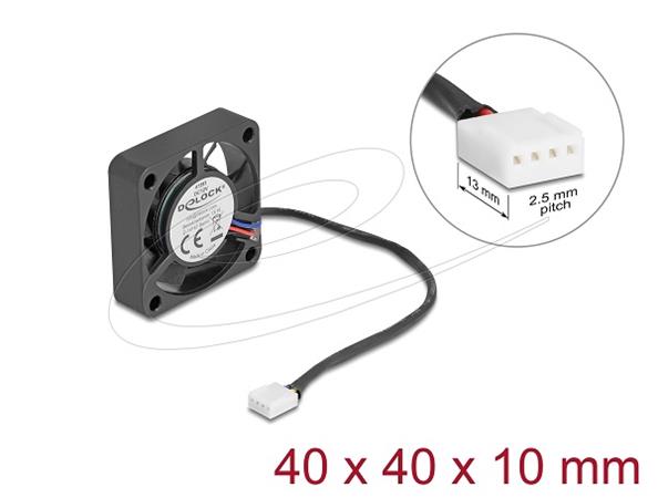 Delock Axiální ventilátor: 12 V DC, 40 x 40 x 10 mm, černý 67293