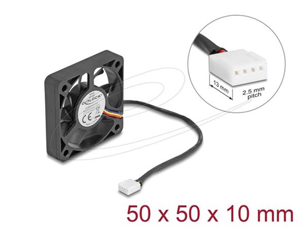 Delock Axiální ventilátor: 12 V DC, 50 x 50 x 10 mm, černý 67314