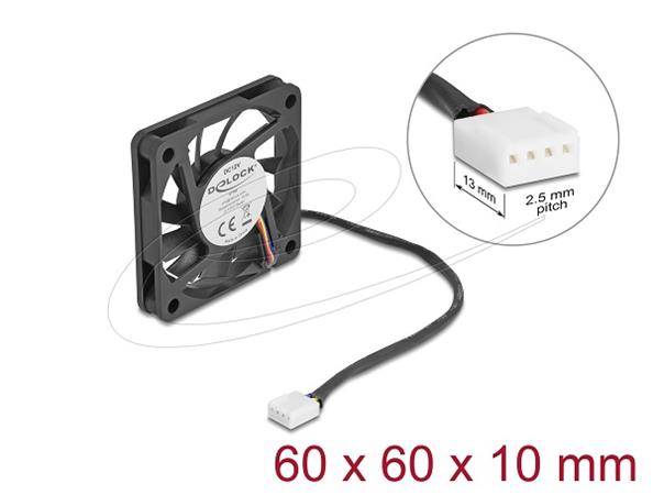 Delock Axiální ventilátor: 12 V DC, 60 x 60 x 10 mm, černý 67294