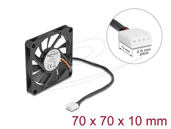 Delock Axiální ventilátor: 12 V DC, 70 x 70 x 10 mm, černý 67315