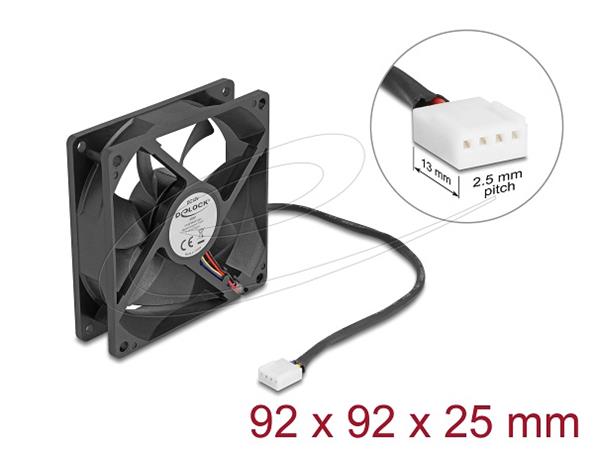 Delock Axiální ventilátor: 12 V DC, 92 x 92 x 25 mm, černý 67297
