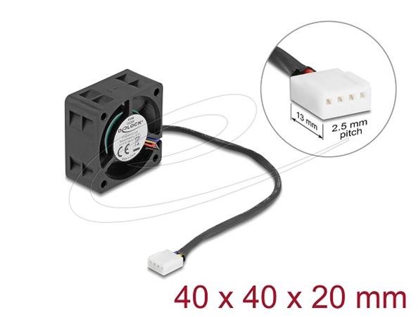 Delock Axiální ventilátor: 24 V DC, 40 x 40 x 20 mm, černý 67299