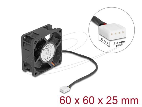 Delock Axiální ventilátor: 24 V DC, 60 x 60 x 25 mm, černý 67300