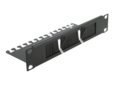 Delock Cable Management Brush Strip with Cable Support Plate - Panel pro správu kabelů s kartáčem - 66483