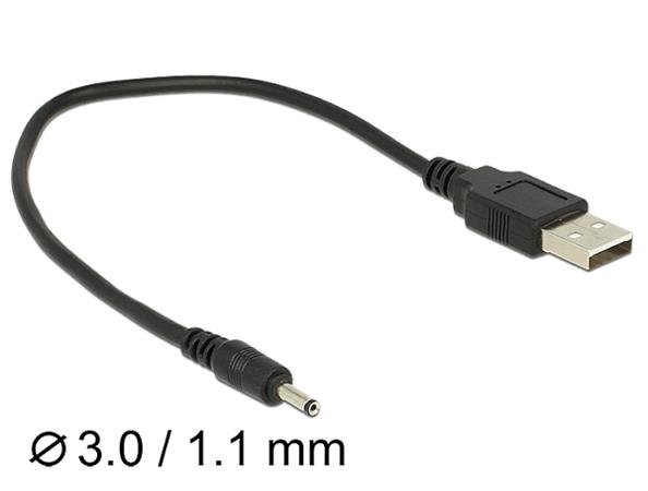 Delock Cable USB Type-A Plug Power > DC 3.0 x 1.1 mm male 27 cm 83793