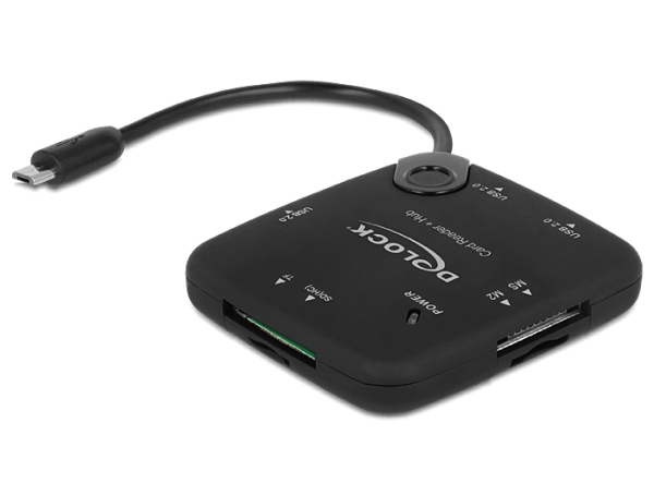 Delock Čtečka karet Micro USB OTG + 3 portový USB Hub 65529