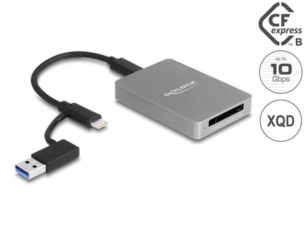 Delock Čtečka karet s rozhraním USB Type-C™ v hliníkovém krytu na paměťové karty CFexpress nebo XQD 91008