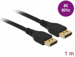 Delock DisplayPort kabel 8K 60 Hz 1 m DP 8K certifikováno bez západky 85909