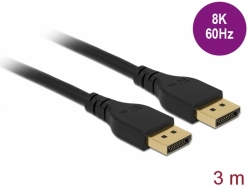 Delock DisplayPort kabel 8K 60 Hz 3 m DP 8K certifikováno bez západky 85911