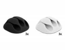 Delock Držák kabelu se třemi průvlaky, sada 6 ks černá / bílá 18346