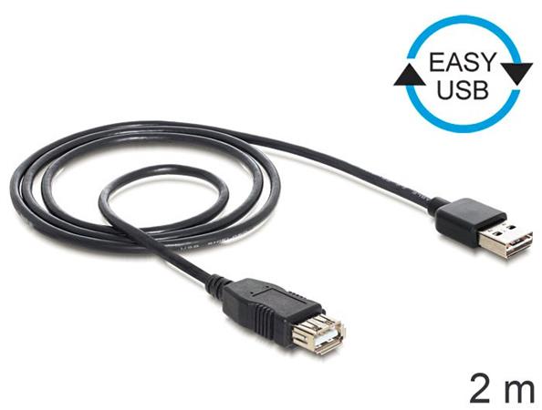 DeLOCK EASY-USB - Prodlužovací šňůra USB - USB (F) do USB (M) - USB 2.0 - 2 m - černá 83371