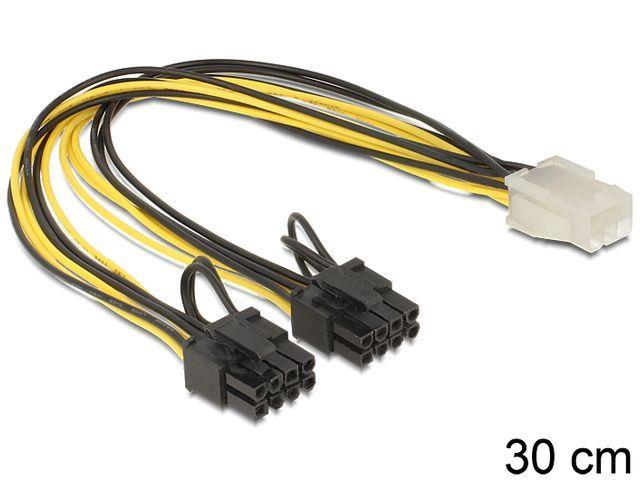 DeLOCK - Elektrický kabel - 8 pinové napájení PCIe (6+2) (M) do 6 pin PCIe power (F) - 30 cm 83433