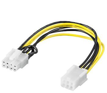 DeLOCK - Elektrický kabel - 8 pinů interní napájení (M) do 6 pinů interní napájení (F) - 20 cm
