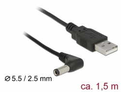 DeLOCK - Elektrický kabel - DC jack 5,5 x 2,5 mm (M) pravoúhlý do USB (pouze napájení) (M) - 1.5 m 85588
