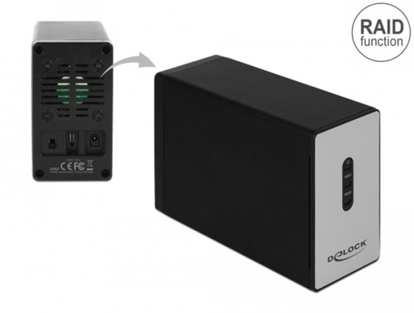 Delock External USB 3.1 Type-C Enclosure for 2 x 2.5" SATA HDD / SSD with RAID 42607