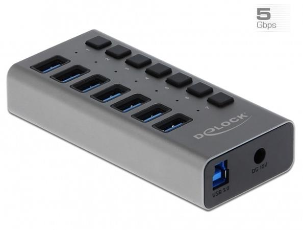 Delock Externí SuperSpeed USB Hub se 7 porty + vypínač 63669