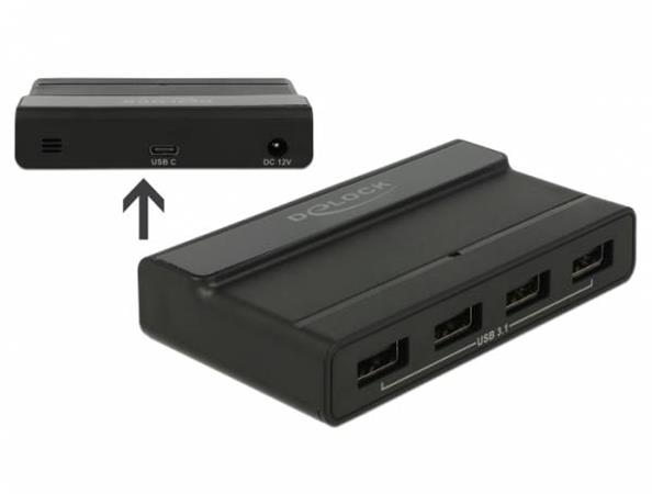 Delock Externí USB 3.1 Hub se 4 porty na 10 Gbps 64053