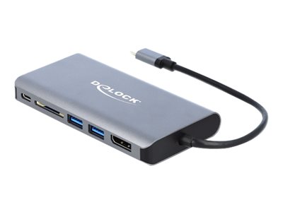 DeLOCK - Externí video adaptér - USB-C 3.1 Gen 1 - HDMI, DisplayPort, RJ-45, USB 3.0 - šedá - maloo 87683