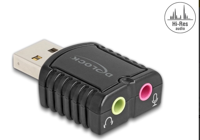 Delock Externí zvuková karta USB 24 bitů / 96 kHz Plug & Play pro Windows, MAC, Linux, Chrome OS 65964